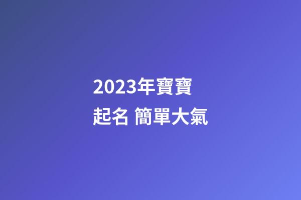 2023年寶寶起名 簡單大氣